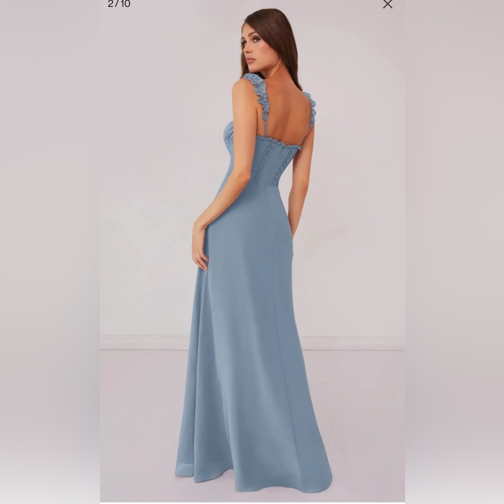 Barbie Azazie  Dusty Blue Maxi Dress